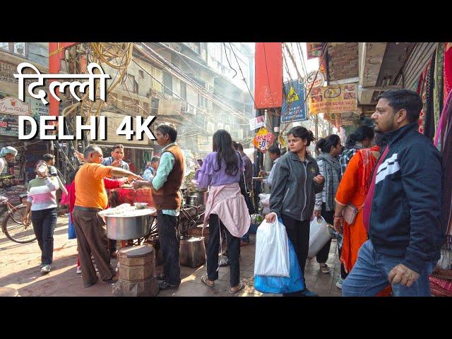 DELHI, Chandni Chowk Walking Tour  - Historic Streets & Bustling Markets - INDIA 4K HDR