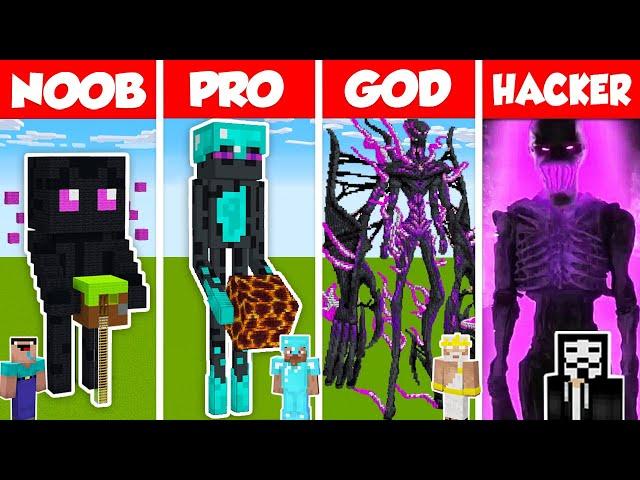 Minecraft NOOB vs PRO vs HACKER vs GOD: ENDERMAN STATUE HOUSE BUILD CHALLENGE in Minecraft ANIMATION