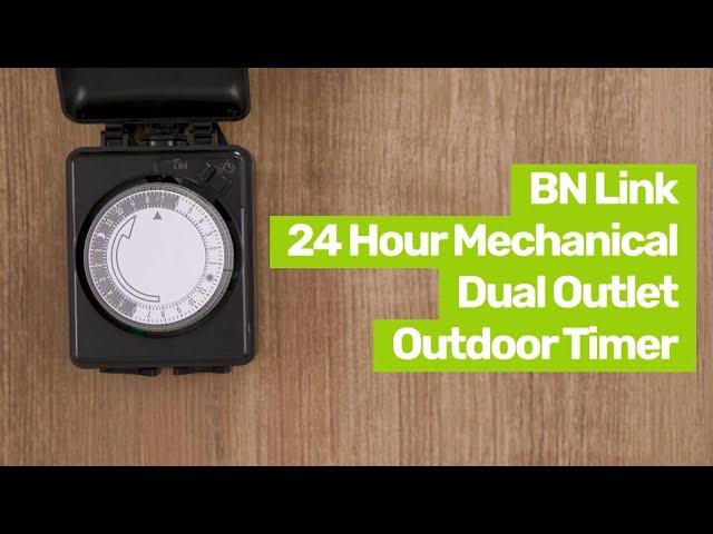 BN-LINK 24-Hour Mechanical Dual Outlet Outdoor Timer