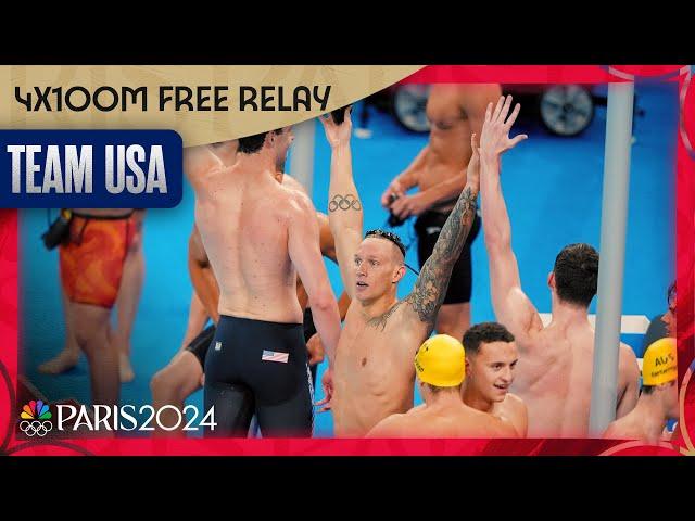 Caeleb Dressel, 4x100m free relay win Team USA's FIRST Paris gold | Paris Olympics | NBC Sports