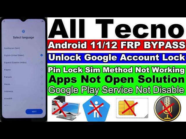 All Tecno Android 11/12 FRP Bypass 2023 | Apps Not Opening Solution - Without PC | Tecno Unlock FRP