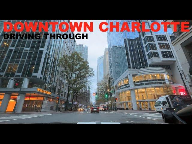 Driving Through Uptown Charlotte North Carolina Friday Evening in December Part 1