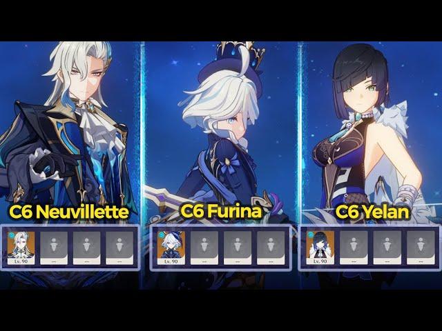 C6 Neuvillette VS C6 Furina VS C6 Yelan | SOLO Abyss Attempt