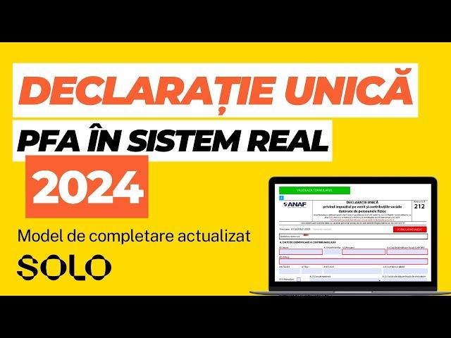 Model completare Declarație Unică 2024 pentru PFA în Sistem Real