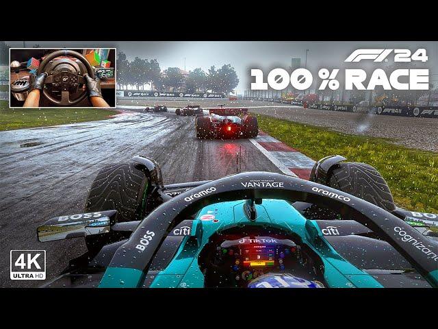 Fernando Alonso's Aston Martin AMR24 - F1 24 100 % Race | Spanish GP Steering Wheel Gameplay