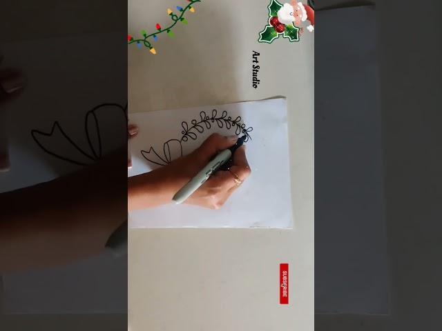 Beautiful Christmas Wreath DrawingHoliday Project Work Designs #youtubeshorts #art #viral #shorts