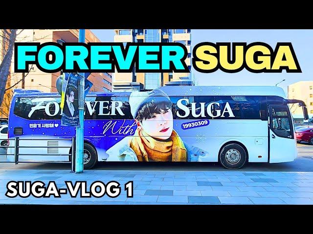 Suddenly BTS SUGA's winter bus appear outside HYBE!