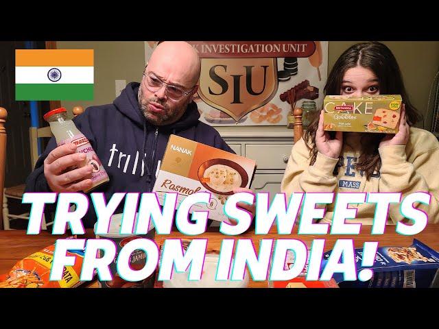 AMERICAN FAMILY TRYING INDIAN SWEETS !! We try a variety of sweets from India!