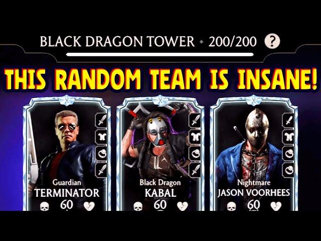 MK Mobile. Black Dragon Tower 200 vs. RANDOM Team, Huge Surprise!