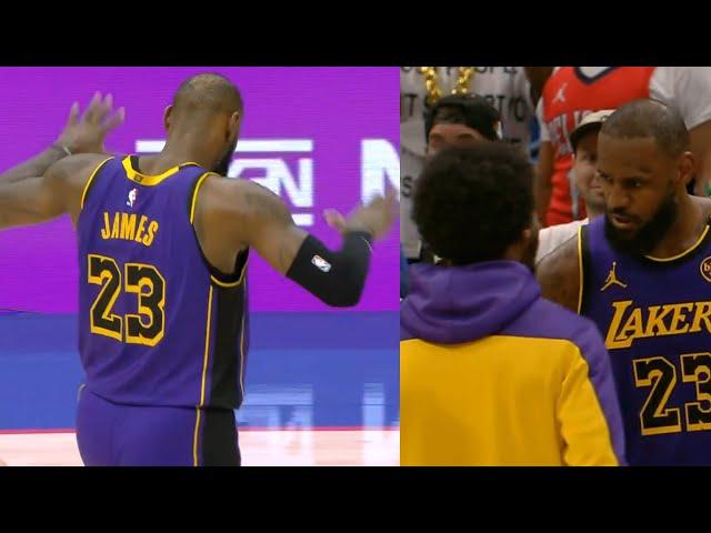 LeBron James hits silencer celebration after clutch 3's vs Pelicans has Bronny hyped