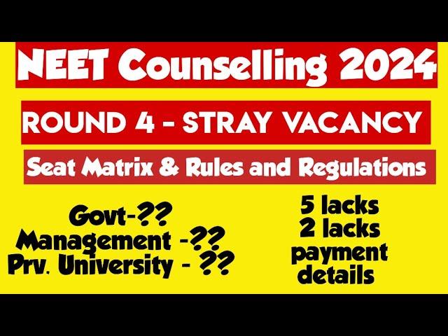 Who is Eligible for round4-stray vacancy?|Eligibility Details for Stray Vacancy|Seat Matrix details|