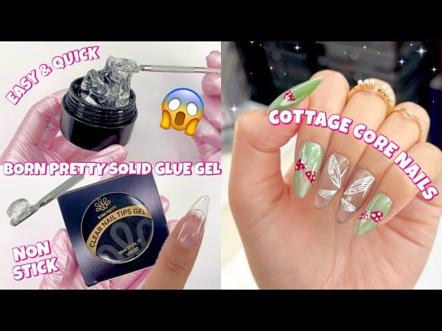 TRYING BORN PRETTY NON SOLID GLUE GEL | WHIMSICAL SILK CAT EYE CHARME GEL | COTTAGE CORE NAILS