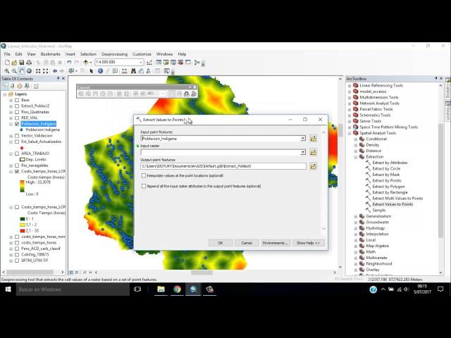 Extraer valores de un RASTER a una capa vectorial de puntos ARCGIS