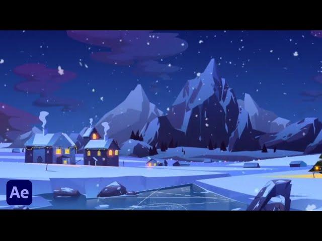 Winter Vector Scene Animation in After Effects ️ #aftereffect #motiongraphics