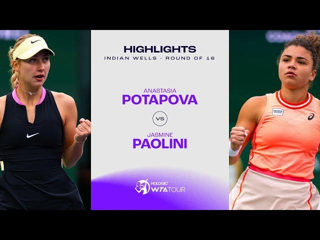 Anastasia Potapova vs. Jasmine Paolini | 2024 Indian Wells Round of 16 | WTA Match Highlights