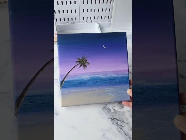 Purple sky seascape painting on canvas / acrylic painting ideas for beginners ️ 