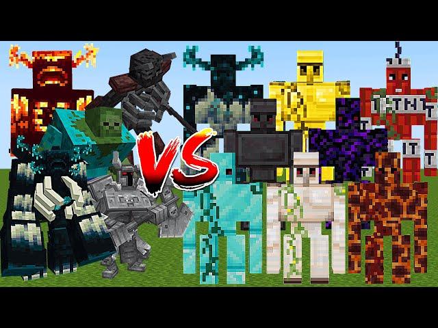 All Mutant and Warden Mobs vs All Golems | Minecraft Mob Battle