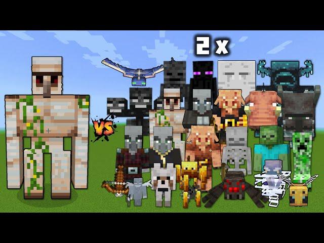 Iron Golem vs 2x All Minecraft Mobs