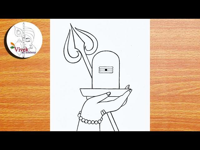 Bholenath holding Shivling and Trishul | Easy Drawing | Lord Shiva Drawing