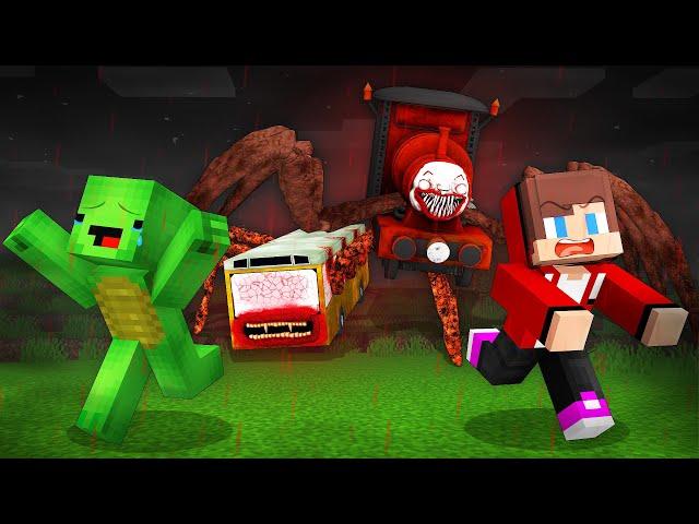 JJ and Mikey vs BUS EATER and CHOO CHOO CHARLES Survive Battle in Minecraft - Maizen