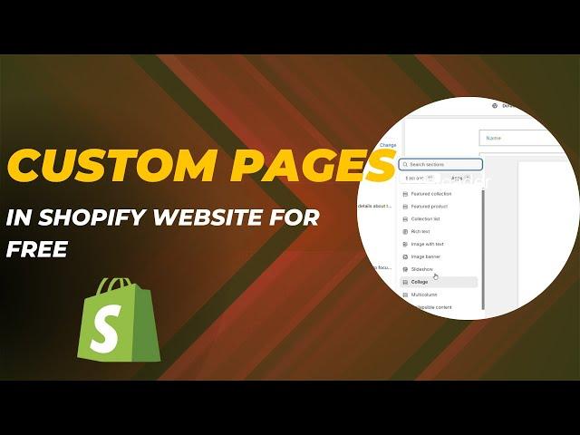 How to create custom pages in shopify for free  like home page