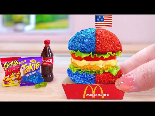 American Burger Cooking Challenge  Yummy Miniature Cheetos Chicken Burger ️ Tina Mini Cooking