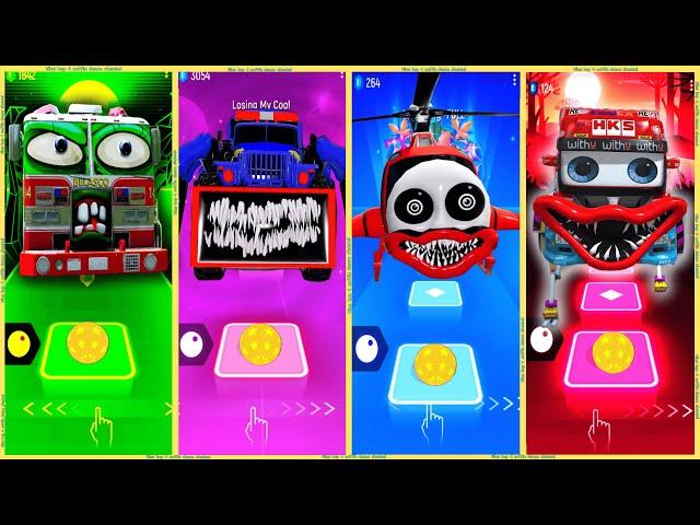 coffin dance - Helikopter eater Thomas  Truck Cyborg  Fire Truck Zombie  Police Truck | Tiles HOP