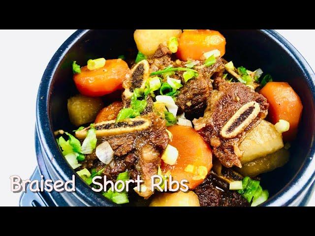 Korean Style Braised Short Ribs, Galbi-Jjim.