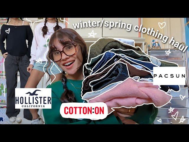 spring/winter clothing haul and try-on (duh) 2025!! (hollister, cotton on, pacsun, uniqlo, etc.)