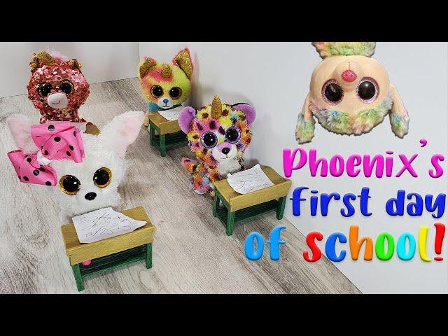 TY BEANIE BOO ROLEPLAY!! Phoenix's 1st day of SCHOOL! FUNNY pretend school skit!