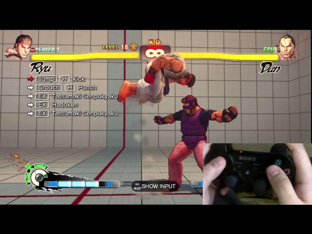 Super Street Fighter 4 Ryu Trials 1-24 PS3 Controller D-Pad Tutorial