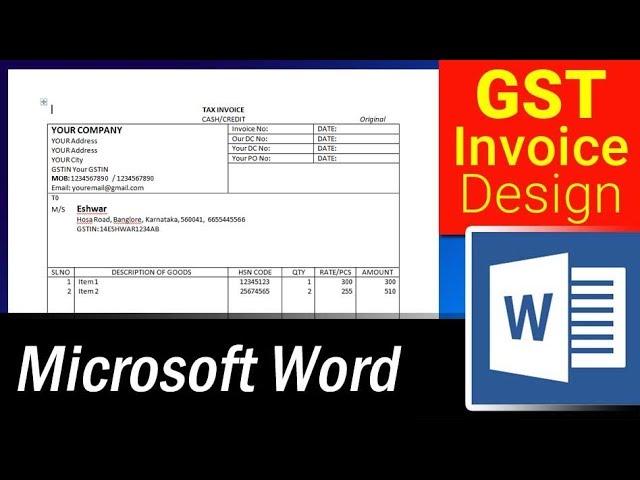 How to design simple GST Invoice format in MS Word - Microsoft Word Tutorial