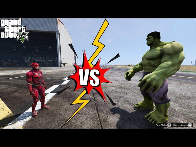 GTA 5  THE INCREDIBLE HULK VS THE FLASH - EPIC BATTLE #Techno Gamerz who will win # GTA 5  Mods