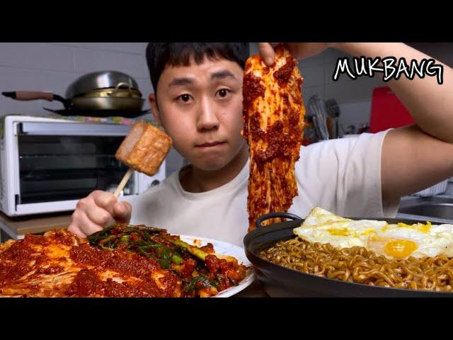 선화동매운실비김치와 짜파게티,통스팸입니다[먹방MUKBANG]