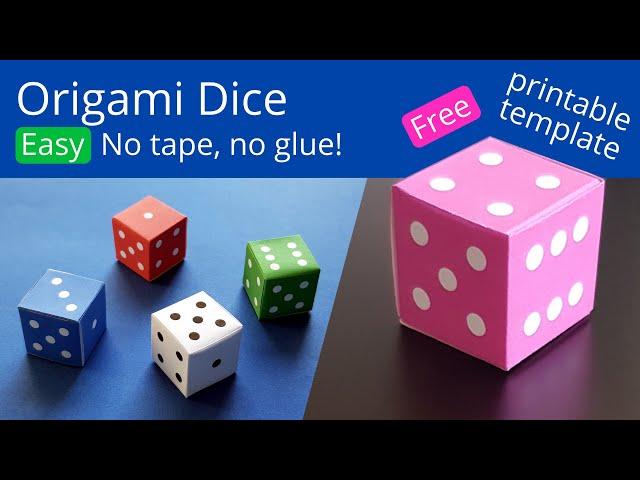 Origami Dice  How to make paper dice without tape or glue  Easy papercraft tutorial