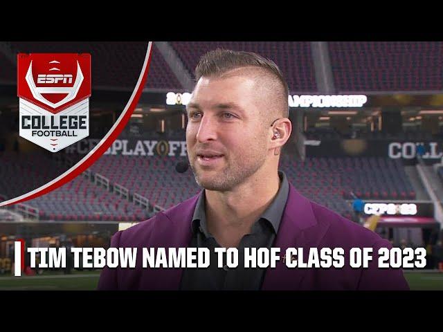 SURPRISE!  Tim Tebow learns he's been inducted into the CFB Hall of Fame LIVE on-air!