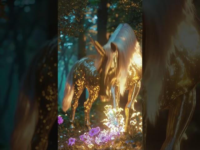 Enchanted Forests: The Magical Golden Unicorn! #shorts