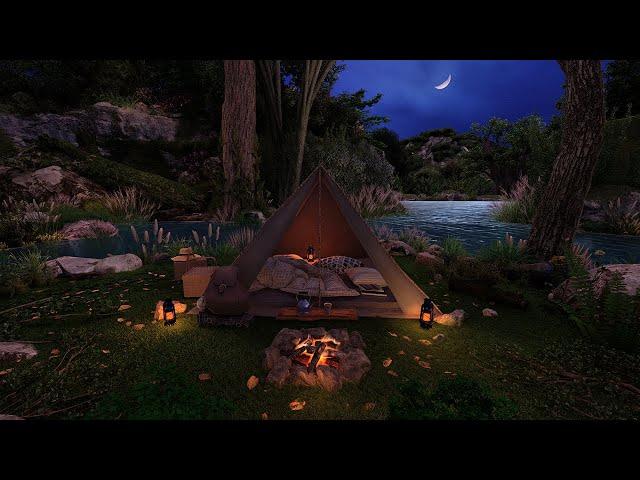 Lakeside Camping On A Beautiful Night  Fall asleep tonight to relaxing nature sounds outdoors.