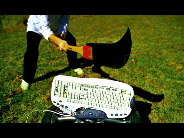 Keyboard at 5,000 fps! - Slow Mo Sledgehammer Destruction - Slow Mo Lab