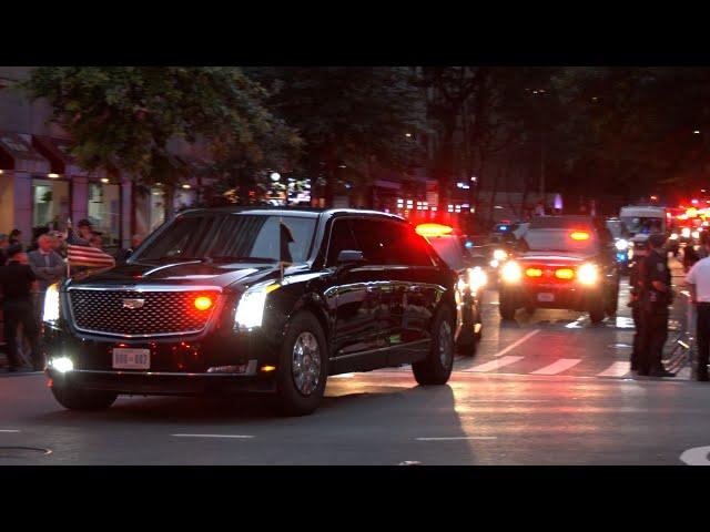 Colossal security entourage accompanies President Biden as he moves through New York City  