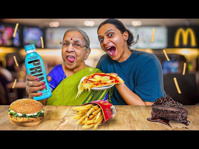 90 Year Old Nani tries Pizza  (First Time)