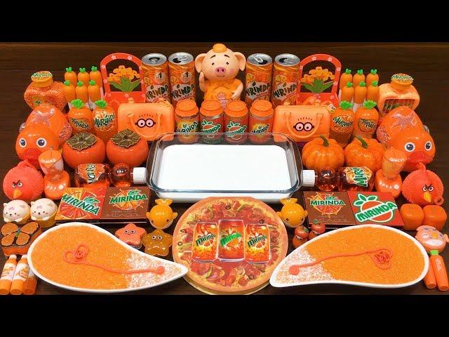 Series ORANGE MIRINDA Slime ! Mixing Random Things into GLOSSY Slime! Satisfying Slime Videos #111