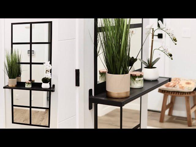 DIY GRID MIRROR WALL HACK with Shelf | Entry way Interior home decor | Quick & Easy Tutorial ft ikea