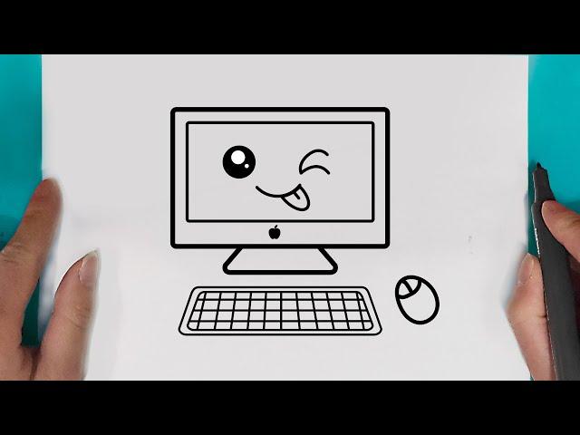 How to draw a Simple and cute computer easy for beginners  drawing Simple and cute computer