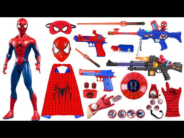 Spider-man Toys Collection Unboxing Review-Cloak，Mask，gloves，pistol，Shield，Laser sword