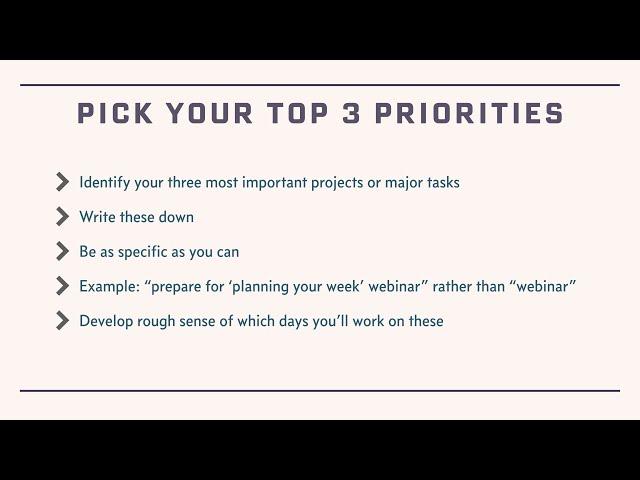 Planning a Productive Week (webinar replay)