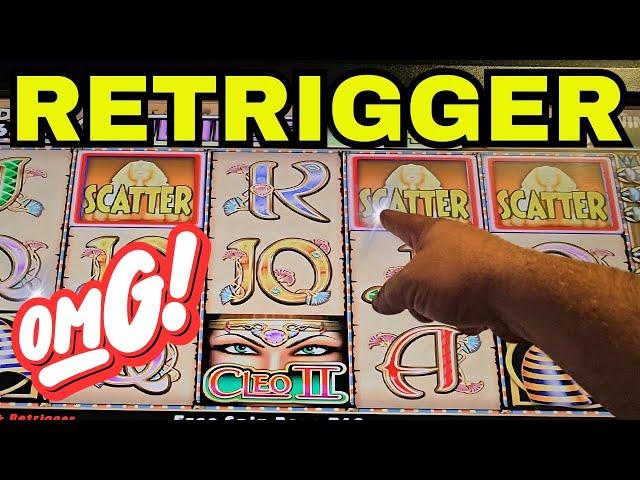 MY FIRST EVER RETRIGGER ON CLEO 2 - OMG IVE BEEN SO LUCKY LATELY JUST DESTROYING THESE SLOTS!!!!