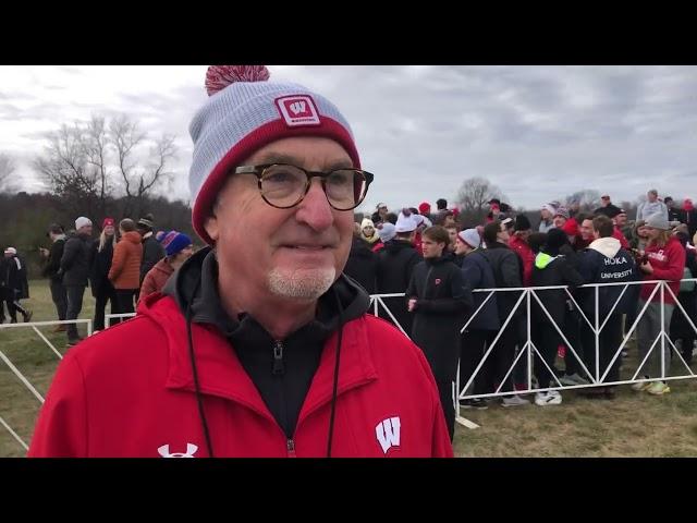 Wisconsin coach Mick Byrne talks after guiding the Badgers to 4th at 2024 NCAA XC Championships