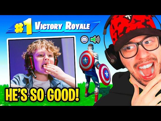 Getting the FUNNIEST KID his First Win in Fortnite (Random Duos)