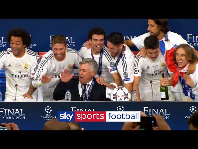 Real Madrid players invade Carlo Ancelotti's press conference